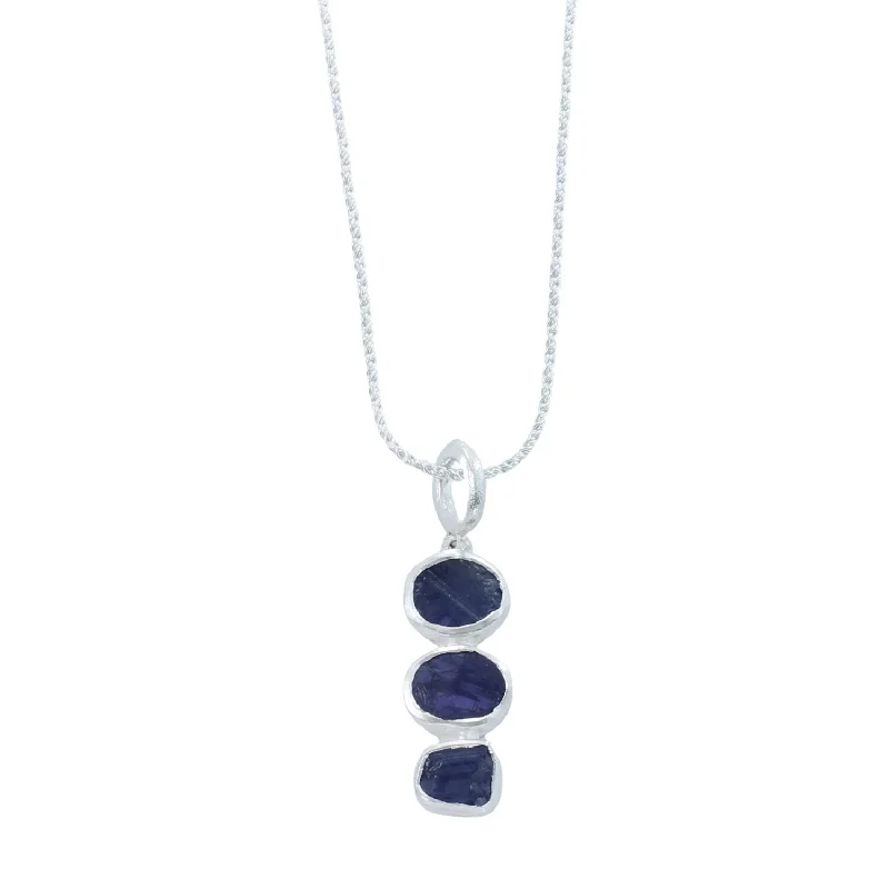 Sterling Silver Tanzanite Three Stone Necklace