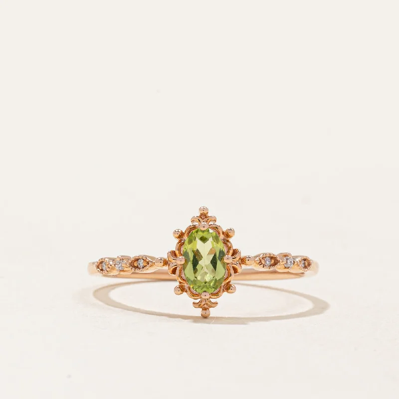 Peridot & Diamond Ring | 0.40ct, 0.02ctw | SZ 9 |