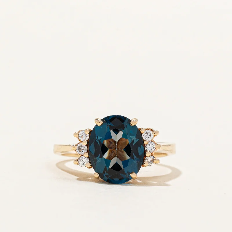 London Blue Topaz & Diamond Ring | 2.75ct, 0.12ctw | SZ 5.25 |