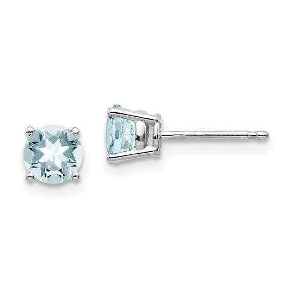 Round Aquamarine Stud Earrings