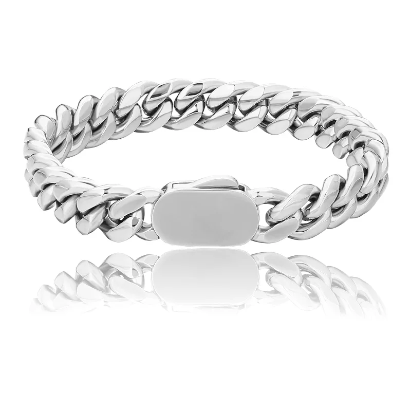 The Silver Lining Ⅱ® - Cuban Link Bracelet Silver White Gold (Push Button Clasp)