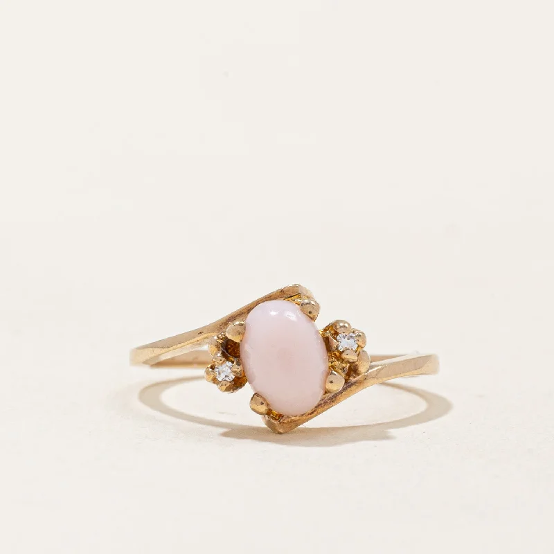 Pink Coral & Diamond Ring | 0.68ct, 0.02ctw | SZ 6 |