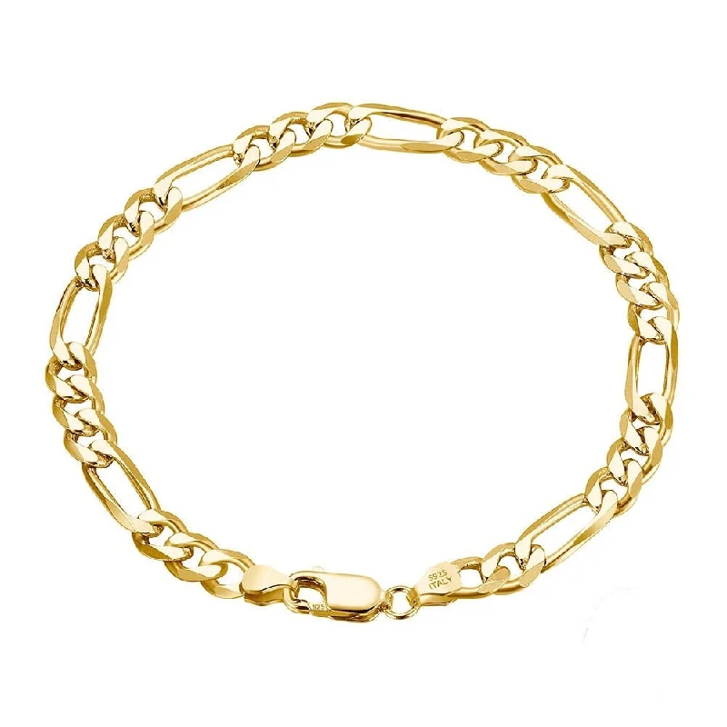 S925 Italy Silver Figaro Bracelet in 18K Gold Vermeil - 5mm