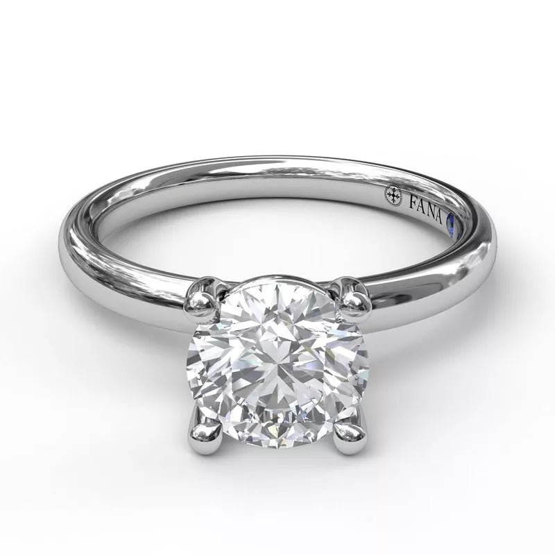 Fana 14K White Gold Solitaire Engagement Ring Mounting WITH GALLERY ACCENTS (Setting Only)