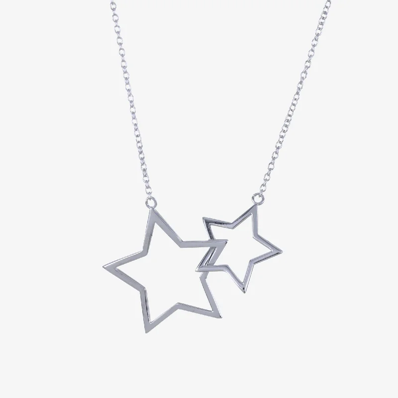 Sterling Silver Duo Star Necklace