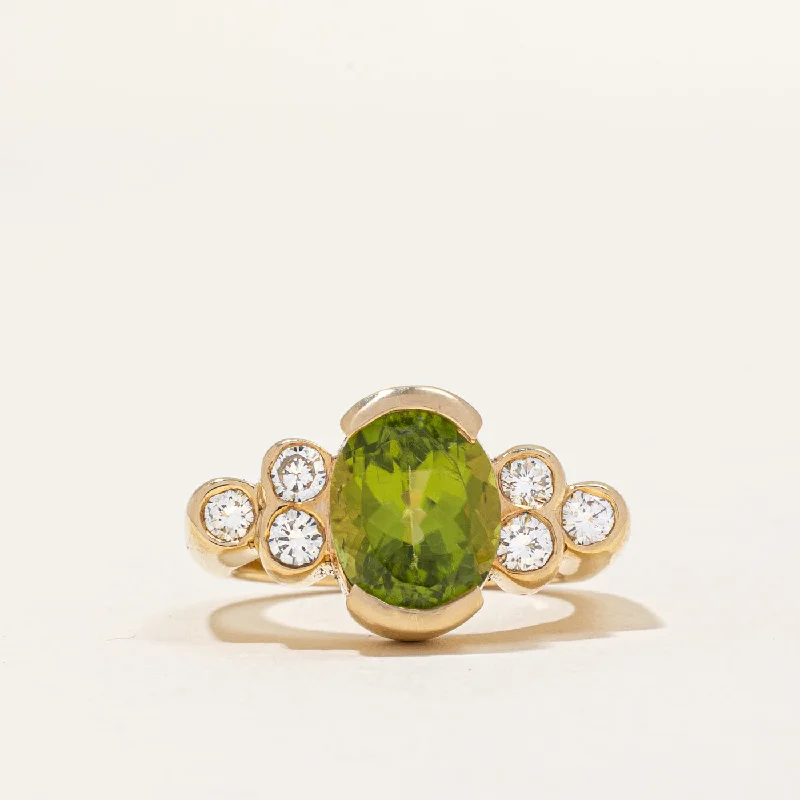 Peridot & Diamond Cocktail Ring | 2.50ct, 0.36ctw | SZ 5 |