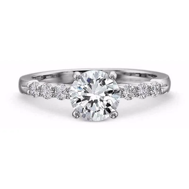 Precision Set Platinum Diamond Semi-Mount Engagement Ring With 8 Round Brilliant Diamonds, 0.30ct (Setting Only)