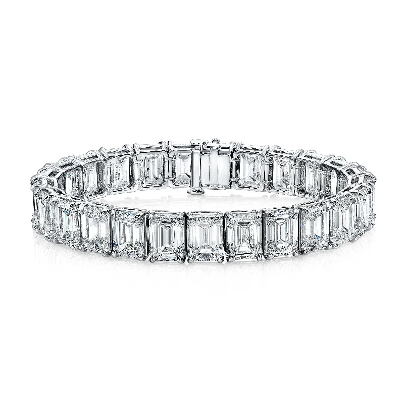 75.98 Carat Emerald Cut Diamond Classic Straight Line Bracelet