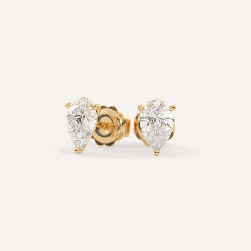 2 carat Pear Diamond Stud Earrings