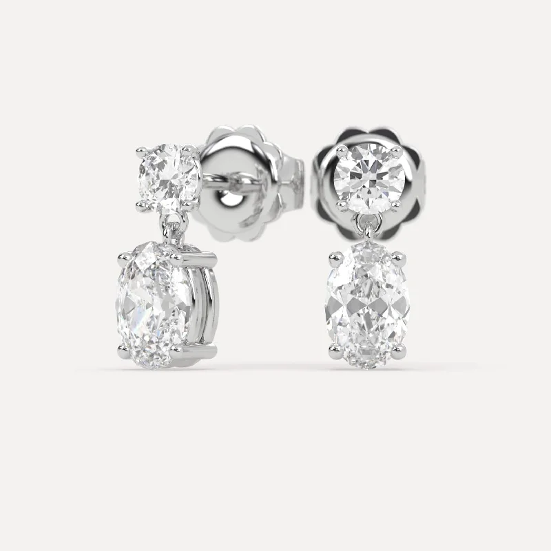 2 carat Oval Diamond Drop Earrings