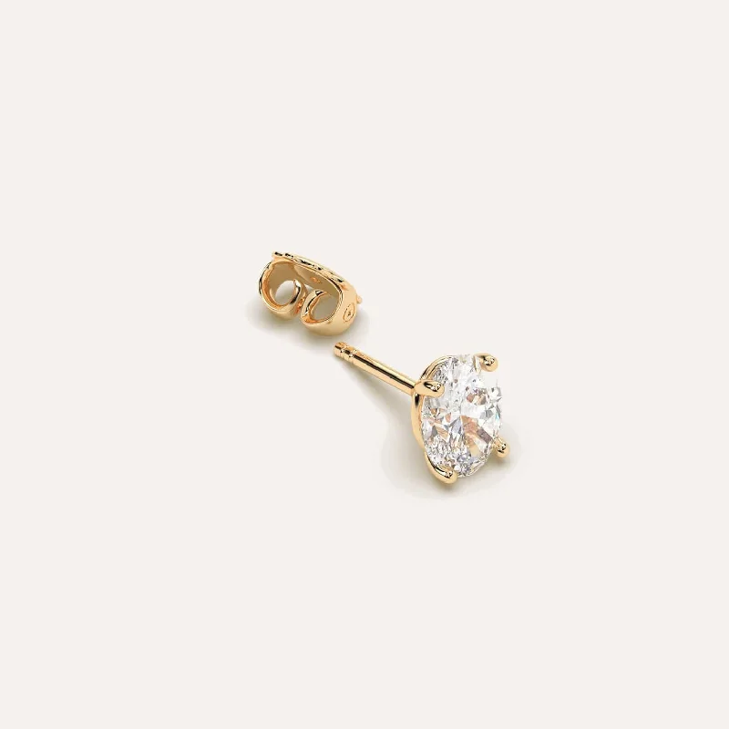 2 carat Single Oval Diamond Stud Earring