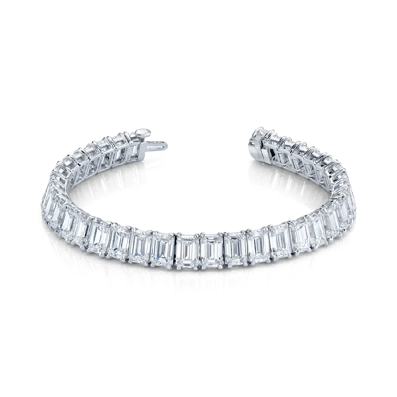 33.44 Carat Emerald Cut Diamonds Platinum Straight Line Bracelet