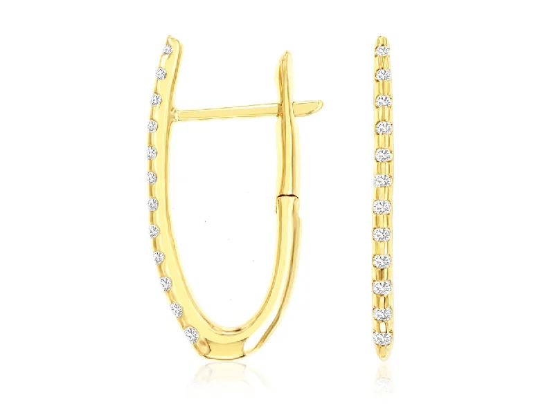 V Shaped Diamond Hoop Earrings