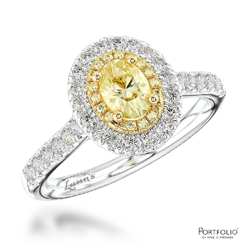 Cluster 0.36ct Fancy Yellow SI1 Yellow Diamond Platinum/Yellow Ring