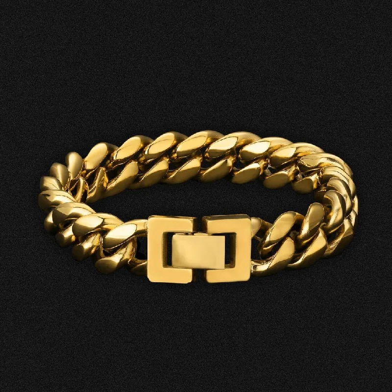 12mm Miami Cuban Link Bracelet 18K Gold Plated