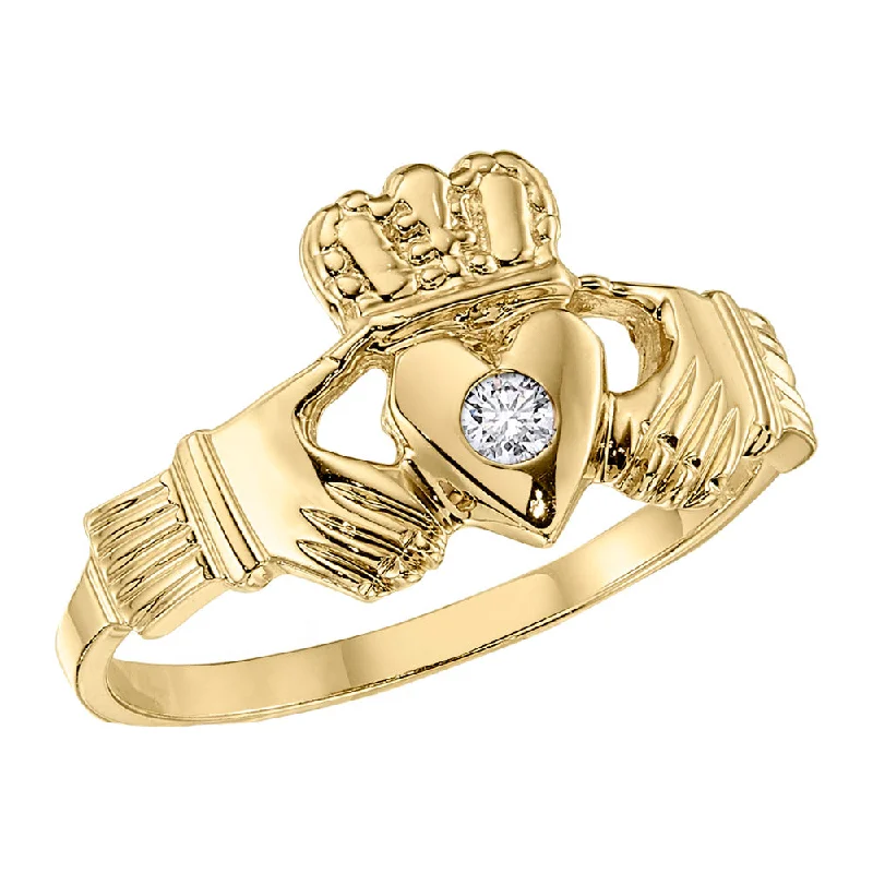 Gold Claddagh Ring Ladies Light Band