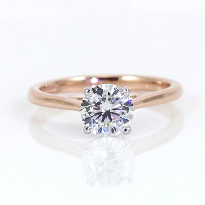 Precision Set 18K Rose Gold New Aire Semi-Mount Solitaire Engagement Ring (Setting Only)