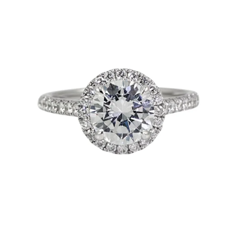 18K White Gold Semi-Mount Halo Diamond Engagement Ring 0.45ctw (Setting Only)