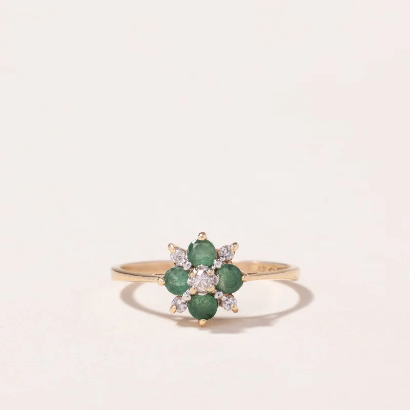 14k Yellow Gold Emerald and Diamond Ring | 0.28ctw, 0.10ctw | SZ 6.75