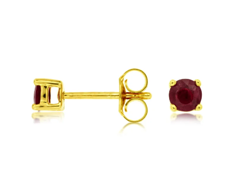 Round Ruby Stud Earrings