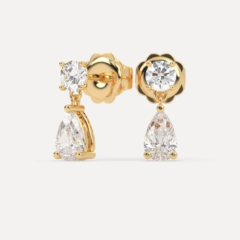 2 carat Pear Diamond Drop Earrings