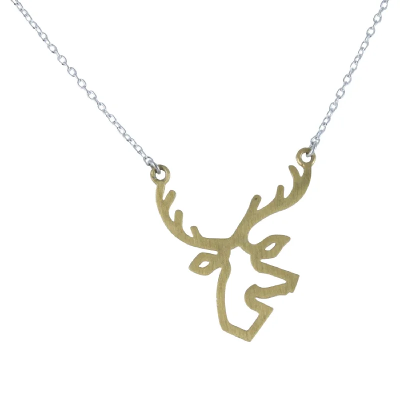 Sterling Silver Golden Stag Silhouette Necklace