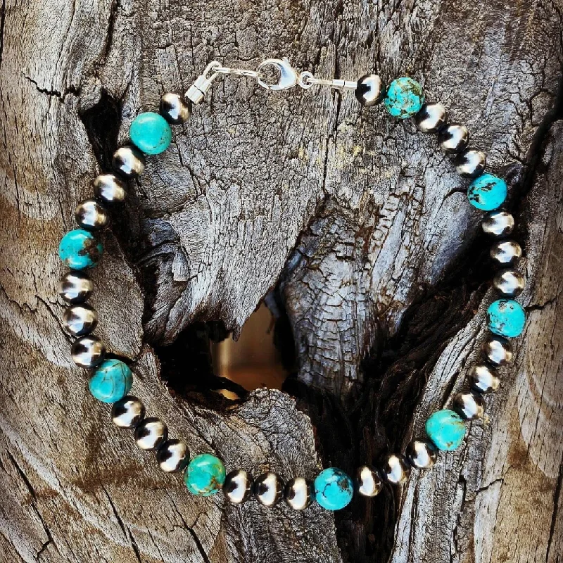 "Zooey" // Turquoise + Silver Bracelet