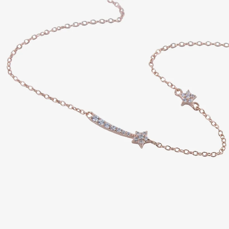 Sterling Silver Shooting Star Pave Necklace