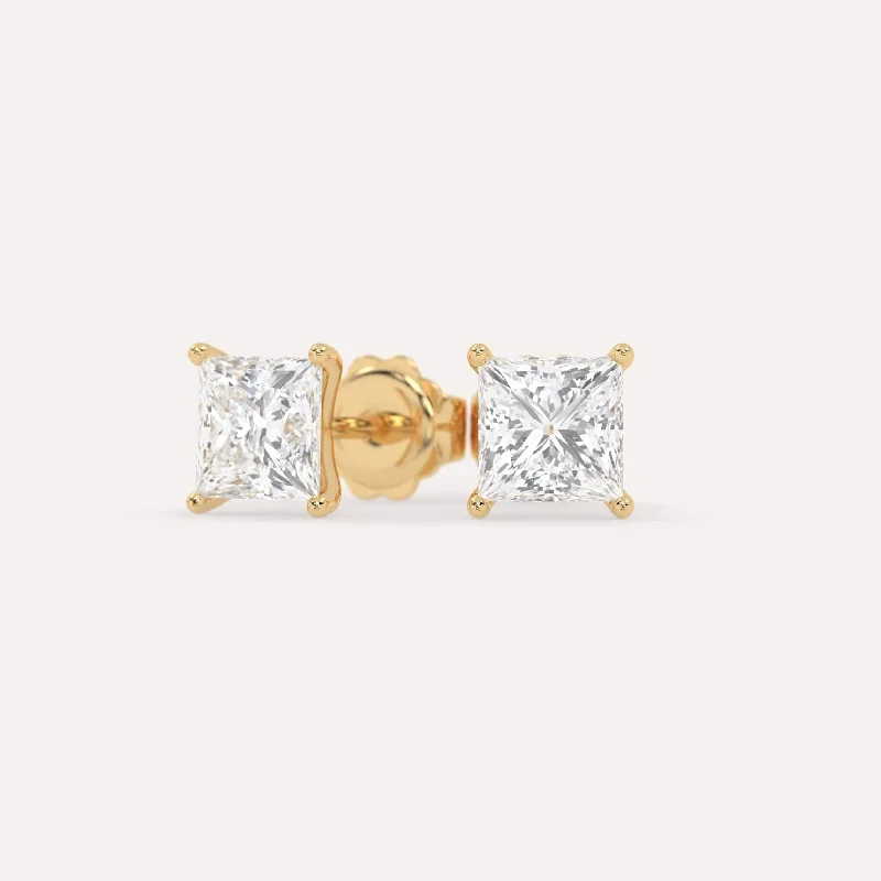 3 carat Princess Diamond Stud Earrings