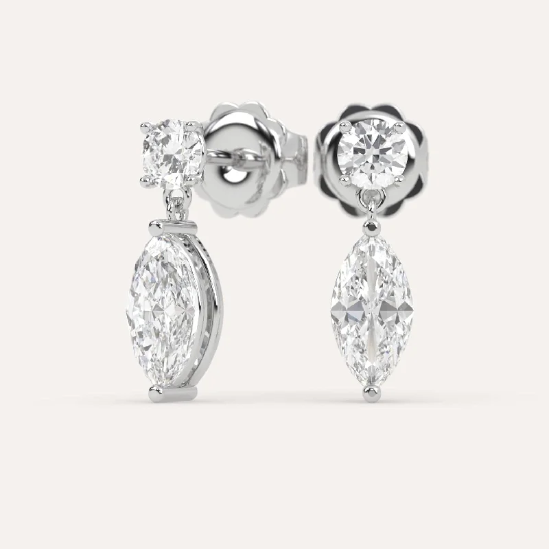 2 carat Marquise Diamond Drop Earrings