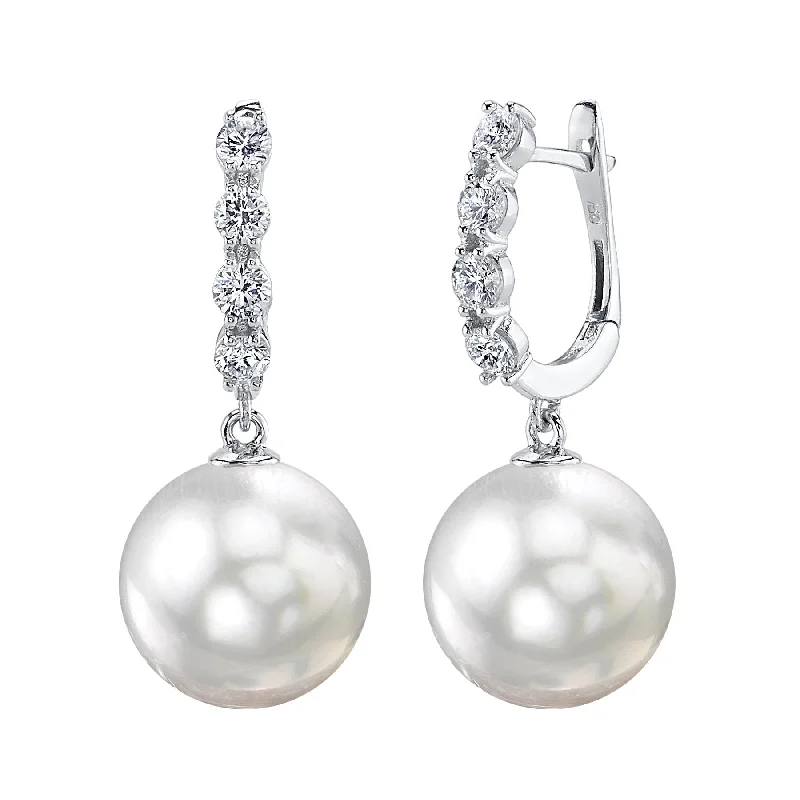 White South Sea Pearl & Diamond Artemis Earrings