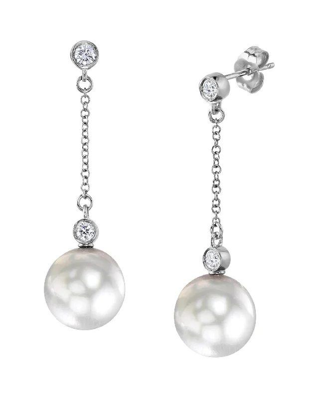 White South Sea Pearl & Diamond Leana Dangle Earrings