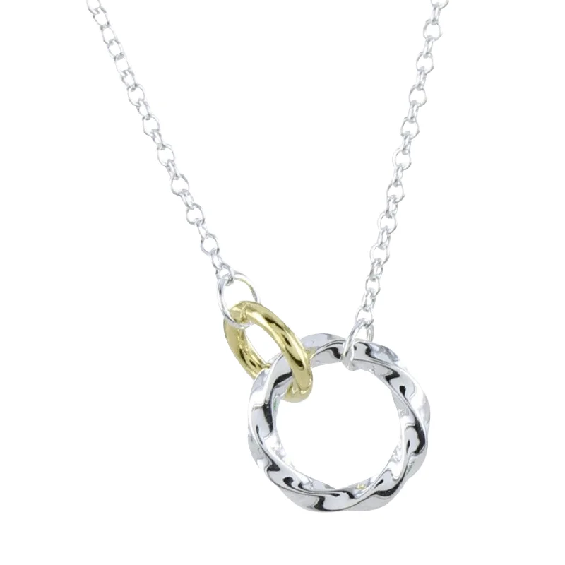 Sterling Silver Twin Ring Rope Necklace