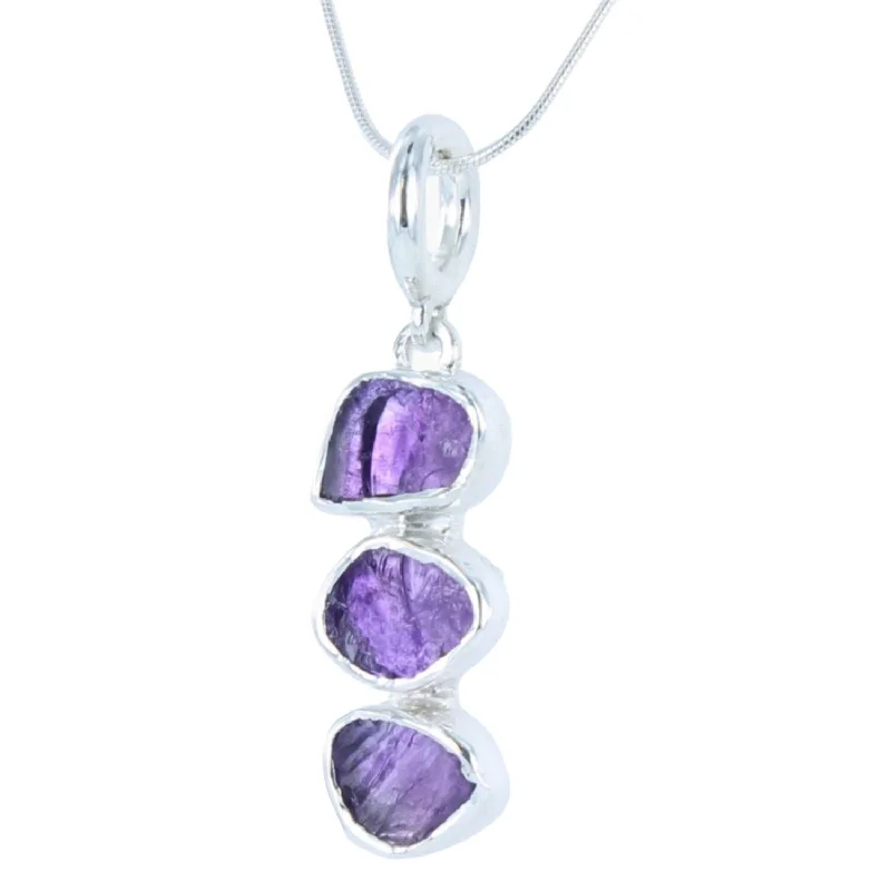 Rough Stone Amethyst Necklace in Sterling Silver