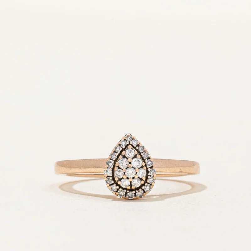 Pear Shaped Diamond Pave Set Ring | 0.17ctw | SZ 6 |