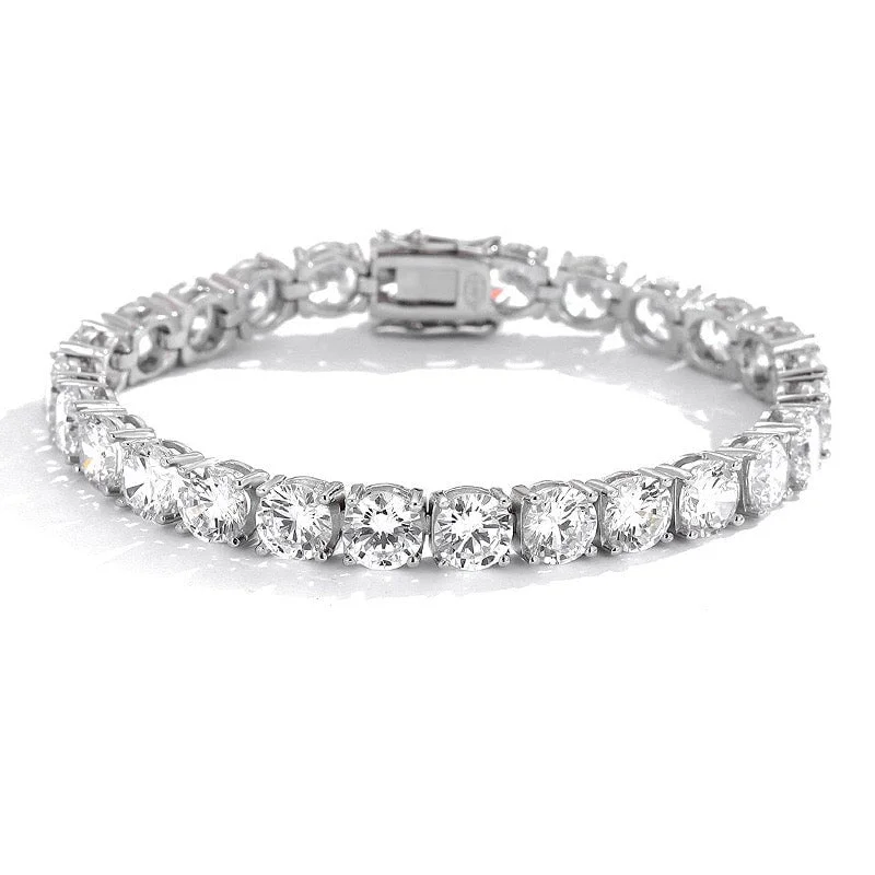 Moissanite Tennis Chain Bracelet 925 Silver in White Gold - 6.5mm