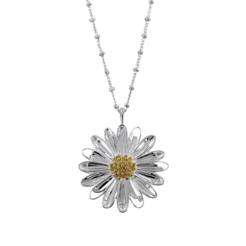 Sterling Silver Large Daisy Necklace