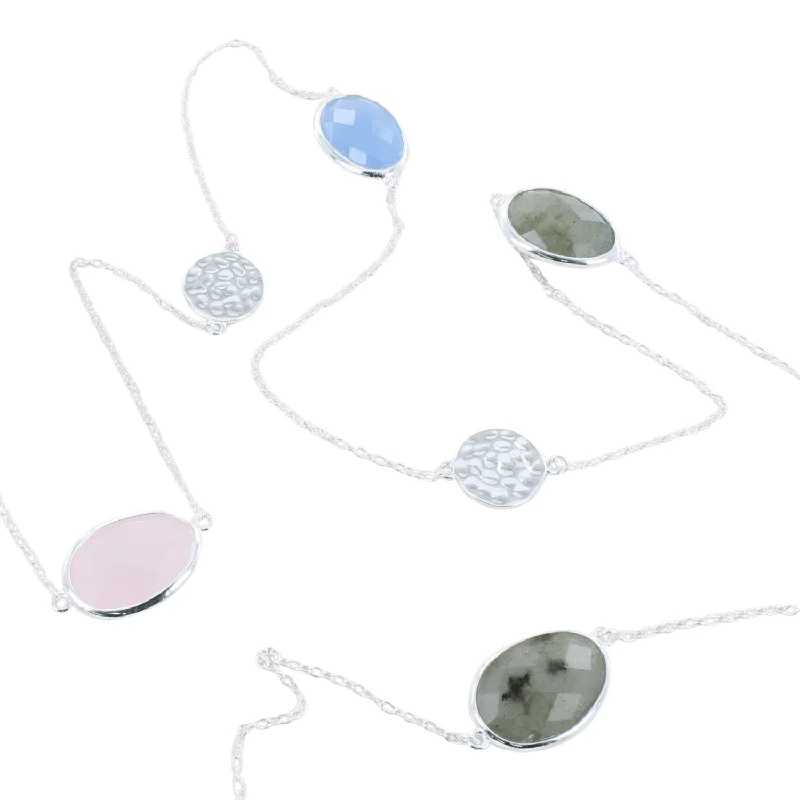 Sterling Silver Candy Five Stone Mixed Necklace