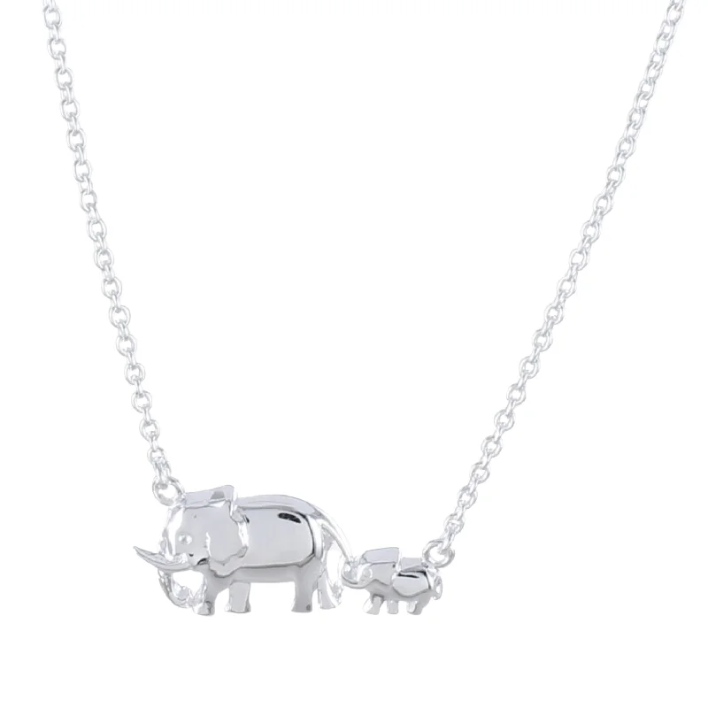 Mother Elephant Sterling Silver Necklace