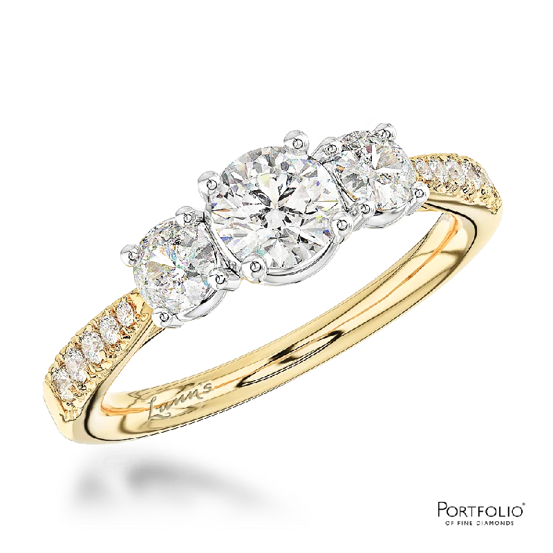 Skye Classic Three Stone 0.30ct G SI1 Diamond Yellow Gold/Platinum Ring