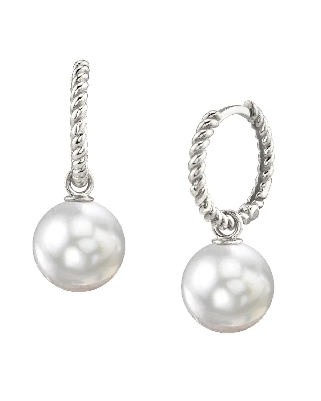 White South Sea Pearl Lyra Hoop Earrings