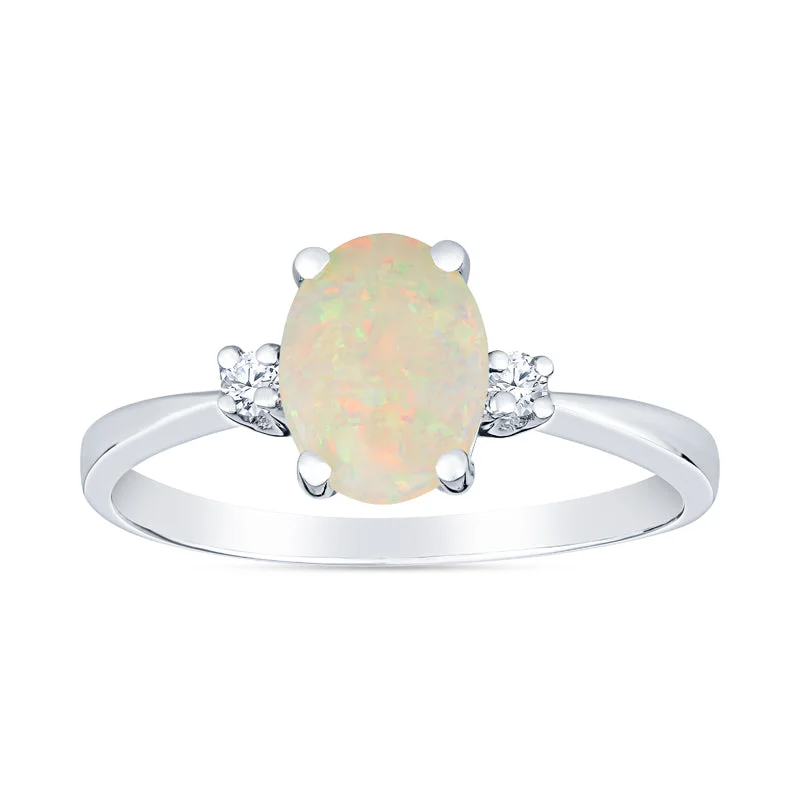 Classic Opal and Diamond Ring