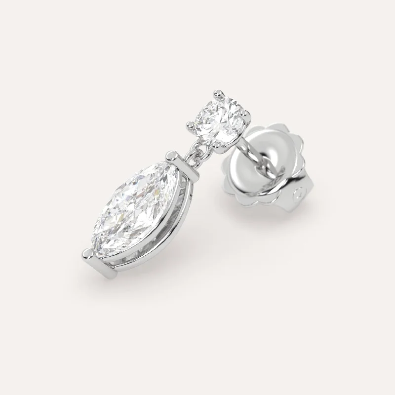 1 carat Single Marquise Diamond Drop Earring