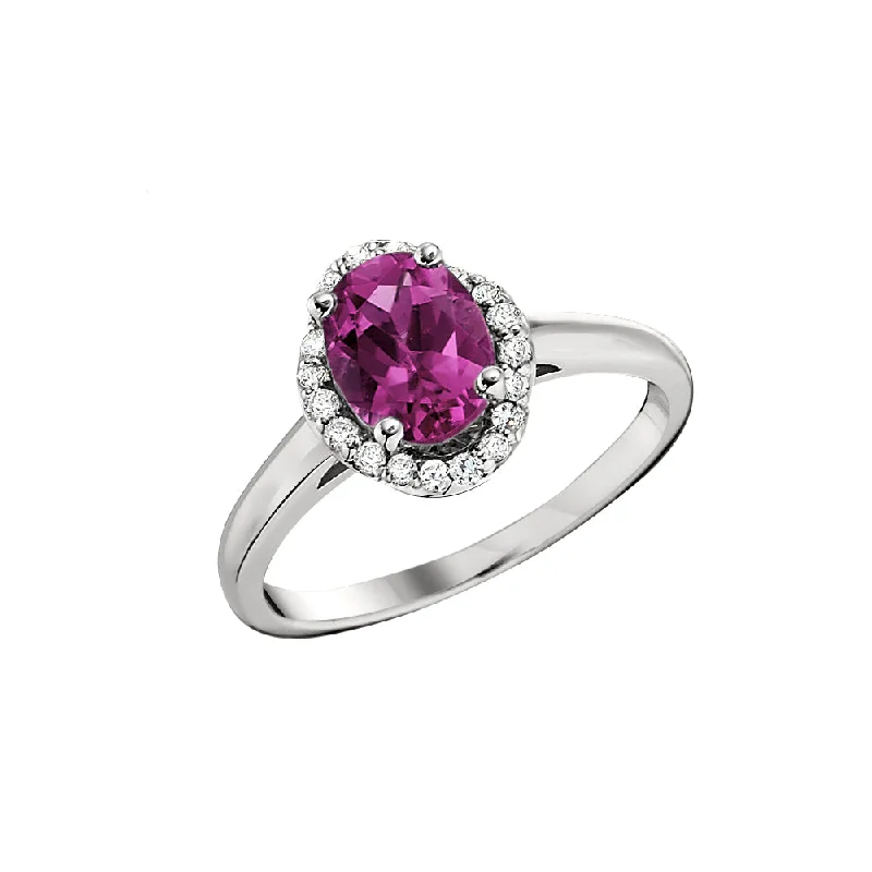 Halo Pink Tourmaline and Diamond Ring Small