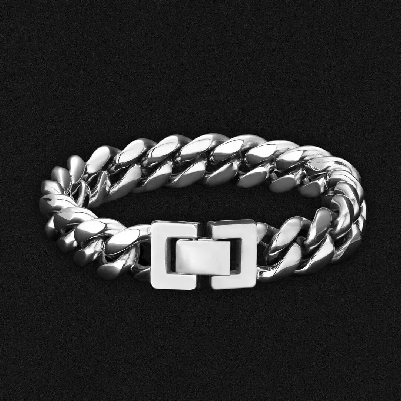 12mm Miami Cuban Link Bracelet White Gold Plated