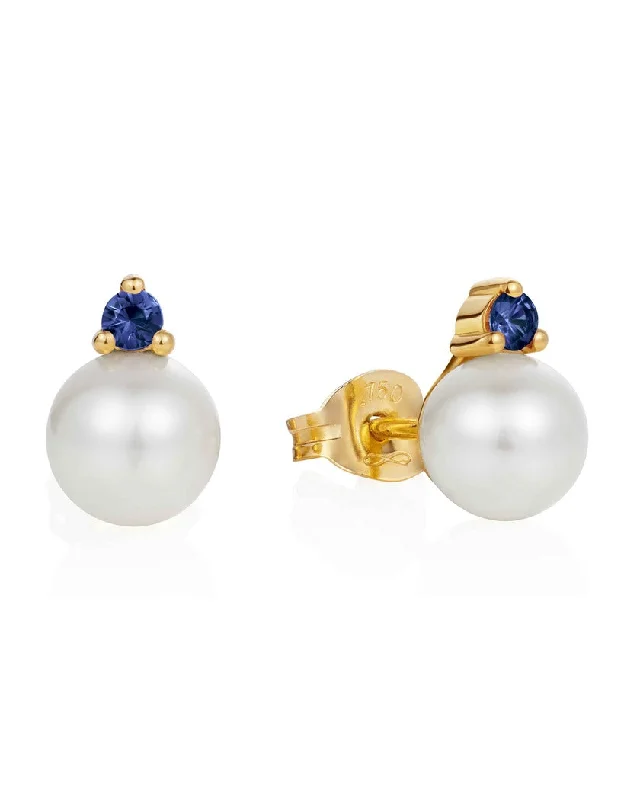 Blue Rosa Pearl Stud Earrings