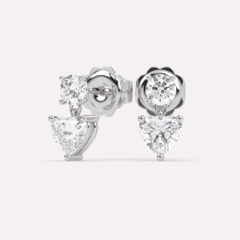 2 carat Heart Diamond Drop Earrings