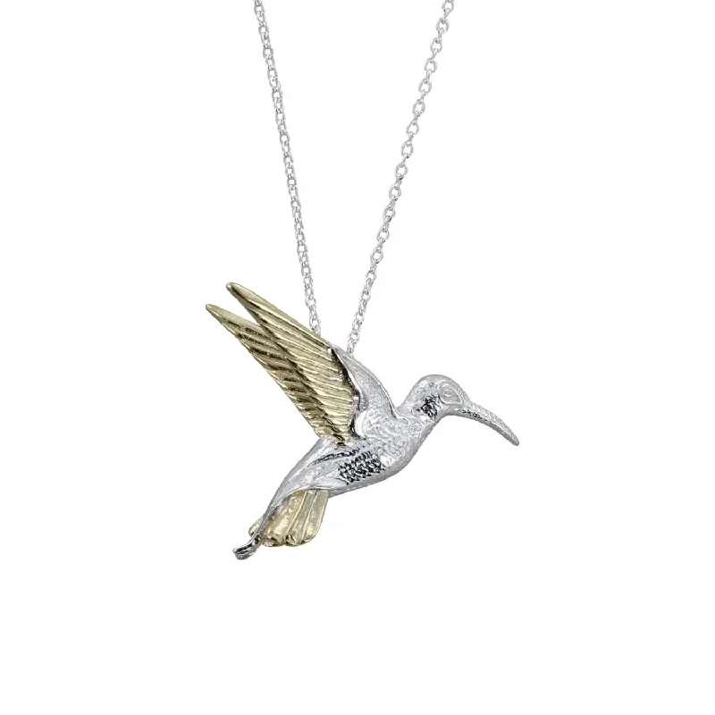 Silver and Golden Hummingbird Necklace