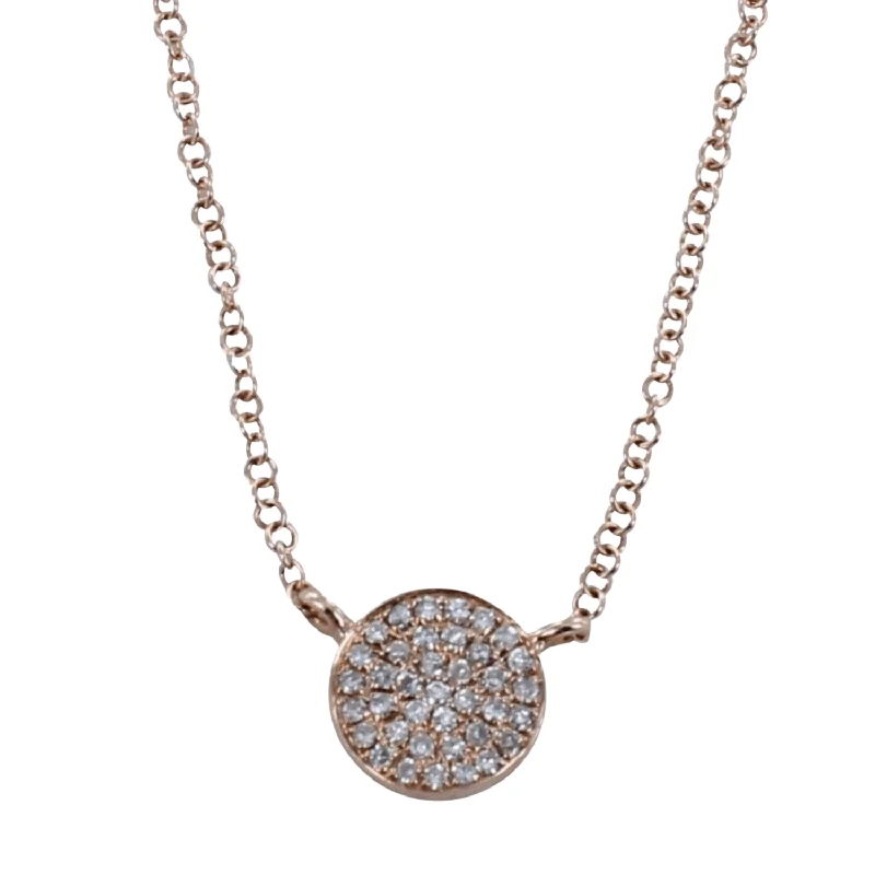 14ct Solid White Gold Diamond Disc Necklace