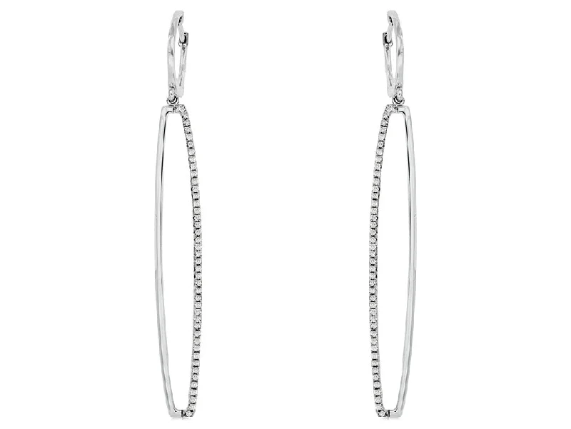 Elongated Diamond Crossover Dangle Earrings